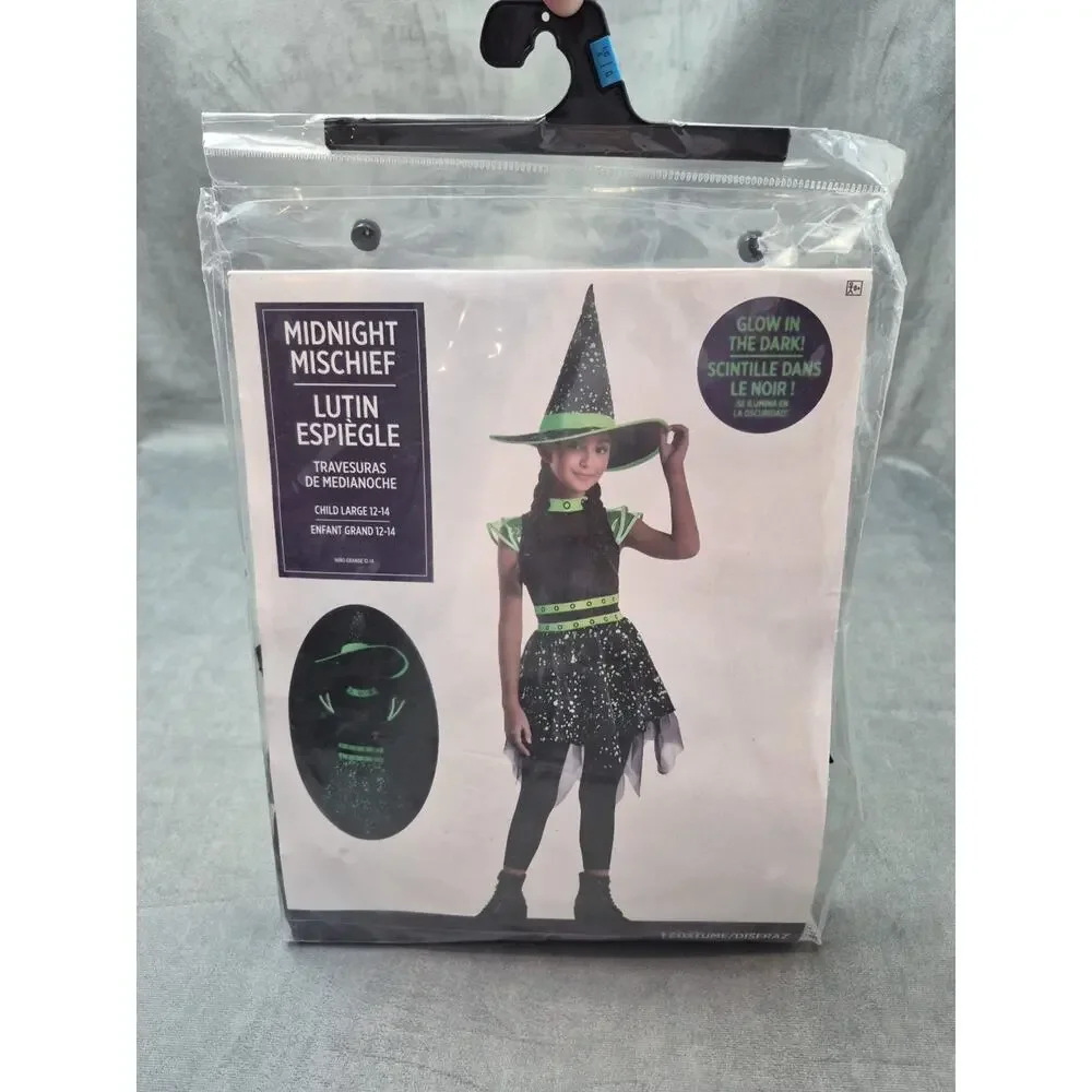 Midnight Mischief Witch Costume, Halloween, Dress Up, Child Large 12-14 - Picture 1 of 7